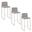 Fuji High Back 30 Inch Fixed Height Barstool Set of 3 In Stainless Steel and Grey