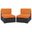 Gather Outdoor Patio Armless Chair Set of 2 In Espresso and Orange