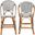Genica Two Tone Weaving and Natural Rattan Counter Stool Set of 2 In Black and White