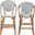 Genica Two Tone Weaving and Natural Rattan Counter Stool Set of 2 In Navy and White