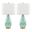 Geo Rain Glass 25 Inch Table Lamp Set of 2 In Turquoise and White