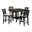 Gill 5 Piece Counter Set with Table and Wood Back Chairs In Medium Brown and Black