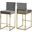 Giselle Velvet Stool In Grey/Gold