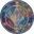 Global Vintage Blue and Multicolor 4' x 4' Round Area Rug