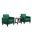 Hale Velvet Armchairs and End Table Living Room Set In Green