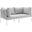 Harmony Sunbrella Basket Weave Outdoor Patio Aluminum Loveseat In Taupe and Grey