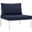 Harmony White Navy Armless Outdoor Patio Aluminum Chair