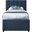 Harper Linen Textured Fabric Twin Trundle Bed In Navy