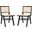 Hattie French Cane Dining Chair Set of 2 In Black And Natural