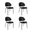 Haven Vegan Leather Metal Side Chair Set of 4 In Black