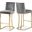 Heidi Velvet Stool In Grey/Gold