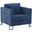 Heritage Blue Fabric Upholstered Accent Chair With Brushed Stainless Steel Legs