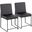 High Back Fuji Contemporary Dining Chair In Black Steel And Black Faux Leather - Set Of 2