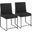 High Back Fuji Contemporary Dining Chair In Black Steel And Black Velvet - Set Of 2