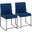 High Back Fuji Contemporary Dining Chair In Black Steel And Blue Velvet - Set Of 2