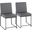 High Back Fuji Contemporary Dining Chair In Black Steel And Grey Faux Leather - Set Of 2
