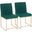 High Back Fuji Contemporary Dining Chair In Gold And Green Velvet - Set Of 2