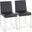 High Back Fuji Contemporary Dining Chair In Stainless Steel And Black Faux Leather - Set Of 2