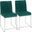 High Back Fuji Contemporary Dining Chair In Stainless Steel And Green Velvet - Set Of 2