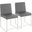 High Back Fuji Contemporary Dining Chair In Stainless Steel And Grey Faux Leather - Set Of 2