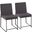 High Back Fuji Dining Chair Set of 2 in Black Steel and Charcoal Fabric