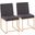 High Back Fuji Dining Chair Set of 2 in Gold Steel and Charcoal Fabric