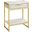Homeroots Beige Marble And And Gold Metal Accent Table