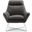 Homeroots Chair Dark Gray Top Grain Italian Leather Stainless Steel Legs