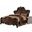 Homeroots Cherry Oak Wood Poly Resin Queen Bed 348182