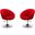 Hopper Swivel Adjustable Height Chair in Red and Polished Chrome (Set of 2)