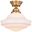 Huntley 12 Inch Semi-Flush Ceiling Light White Glass In Natural Brass