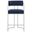 Huron Curved Back Fabric and Metal Counter Stool In Silver Navy
