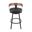 Idris 26 Inch Swivel Counter Stool In Black Iron with Walnut Finish and Vintage Black Faux Leather