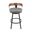 Idris 26 Inch Swivel Counter Stool In Black Iron with Walnut Finish and Vintage Gray Faux Leather