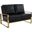 Jefferson Leather Loveseat With Gold Frame In Black