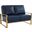 Jefferson Leather Loveseat With Gold Frame In Navy Blue