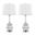 Jenny 27 Inch Glass Table Lamp Set of 2 In Silver Crackle and White