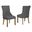 Jess Dining Chairs Set of 2 In Dark Gray Linen Fabric and Rustic Oak Wood