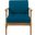 Kaleidoscope Acacia Wood Club Chair with Slat Paneling In Blue