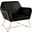 Keira Black Velvet Accent Chair With Metal Base