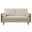Kellan Heathered Weave Fabric Loveseat In Walnut and Heathered Weave Light Beige