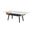 Landon 47 Inch Coffee Table with Glass Texture Top and Bent Wood Design In White Marble