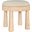 Larea Linen Textured Fabric Upholstered Ottoman In Cream