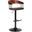 Larisa Adjustable Walnut Wood Bar Stool In Black Faux Leather with Black Metal