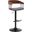 Larisa Adjustable Walnut Wood Bar Stool In Gray Faux Leather with Black Metal