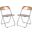 Lawrence Acrylic Folding Chair Set of 2 In Tangerine/Chrome