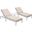 Leisuremod Chelsea Modern Outdoor White Chaise Lounge Chair Set Of 2 With Side Table And Cushions In Beige