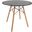 LeisureMod Dover Black Round Bistro Wood Top Dining Table With Natural Wood Eiffel Base
