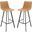 Leisuremod Elland Modern Light Brown Upholstered Leather Bar Stool Set Of 2 With Iron Legs And Footrest