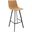 Leisuremod Elland Modern Upholstered Leather Light Brown Bar Stool With Iron Legs And Footrest